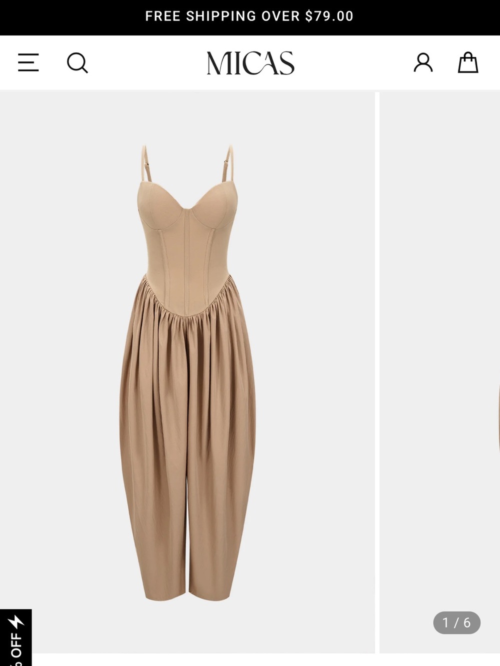 MICAS Beige Corset Jumpsuit with Spaghetti Straps